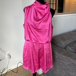 NWT Pink Satin Sleeveless Romper